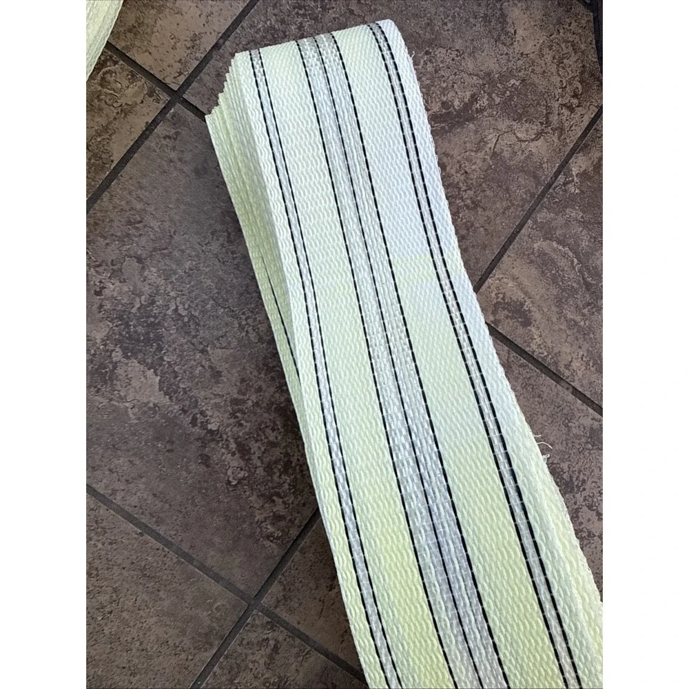 140 Feet of Vintage Lawn Chair Webbing Re-Web Yellow White Stripe Chaise Lounge